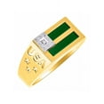 thumbnail image 2 of RYLOS Men's Rings Yellow Gold Plated Silver USA Flag Designer Ring With Diamonds and Green Quartz Rings For Men Size 9, 2 of 4