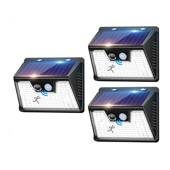 Solar Lights Outdoor Motion Sensor, 3 Pack 140LED 3 Modes IP65 Solar Powered Wall Lights for Outside Garden Fence Yard Garage