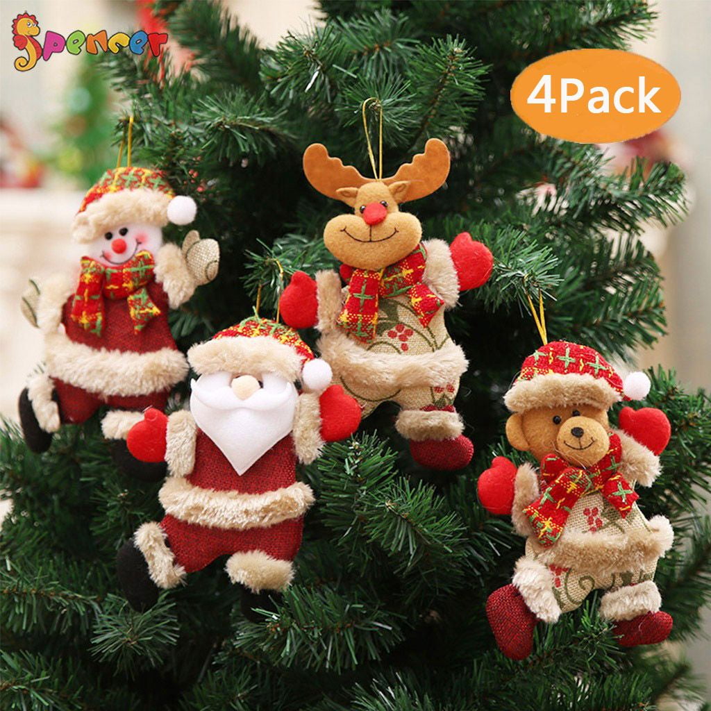 8pcs Christmas Santa/Snowman/Elk/Bear Doll Ornaments Hanging Xmas Tree Fireplace 