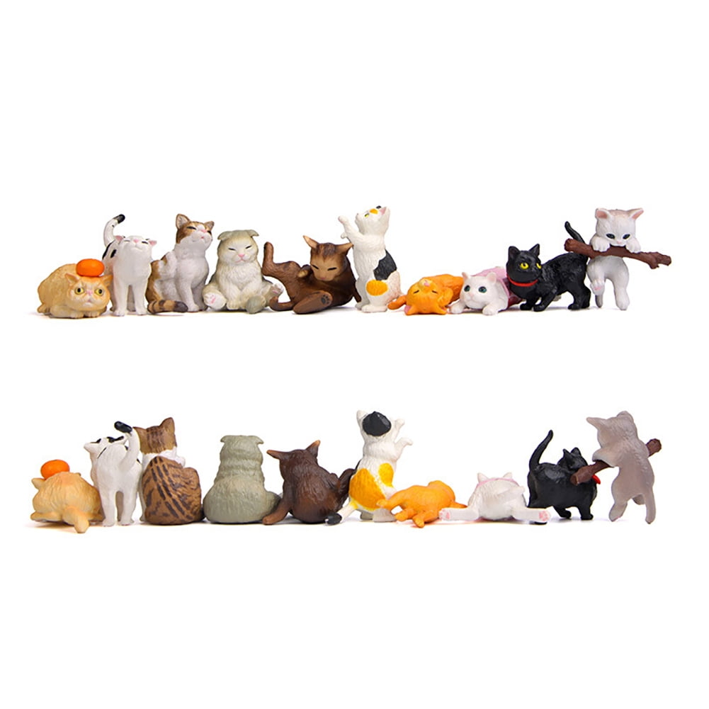 10 Pcs Mini Cat Figurine Miniature Lifelike Kitten Animal Decor Fairy Garden Toy