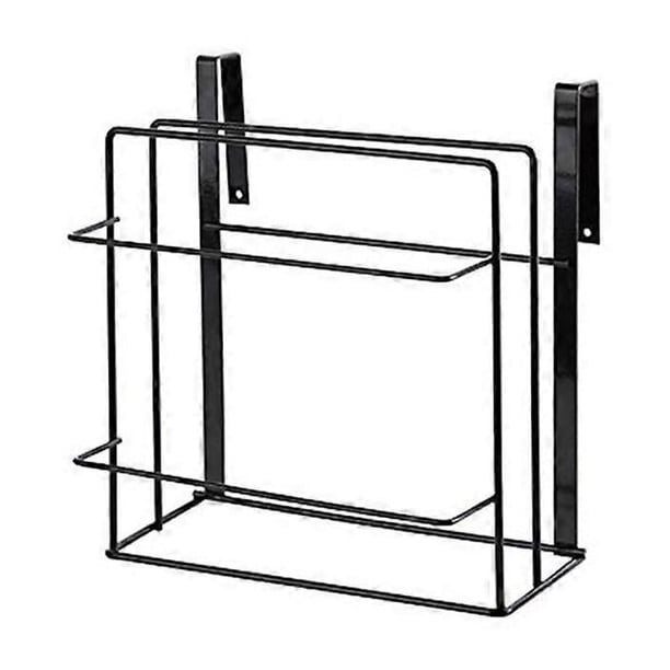Wall-mounted Cutting Board Storage Rack Cupboard Dishcloth Hanging Shelf Kitchen Utensil Organizer (Black)