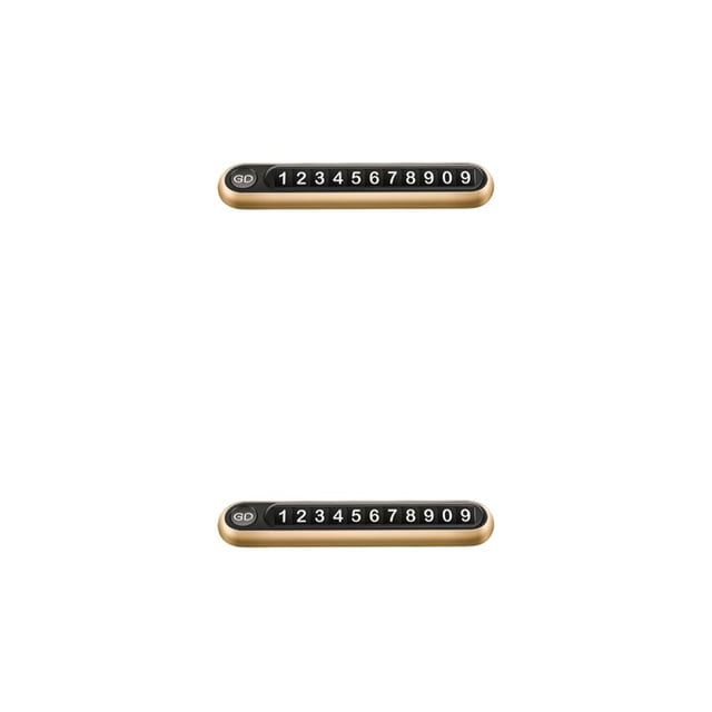 Kenally Tarjeta de número temporal, placa de números de coche de madera, combinación aleatoria, pegatina de Metal, señal luminosa de Oro 2piezas
