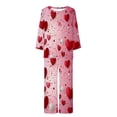 thumbnail image 3 of TIMIFIS Ensemble de Détente pour Femmes - Valentines Day Mignon Imprimé de Cœurs Col Rond Manches Longues avec Pantalon Ensembles de Pyjamas - Ensembles de Pyjama pour Femmes 2 Pcs, 3 of 3