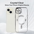 thumbnail image 2 of Magnetic Clear Case for iPhone 15 6.1'', Compatible with MagSafe, Built-in Camera Lens Protector, Luxury Plating Soft TPU Shockproof Slim Thin Transparent Back Cover for iPhone 15 - Silver, 2 of 13