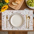 thumbnail image 4 of Flowers Birds Placemats Set of 12, Spring Botanical Floral Tree Branches Placemats for Dining Table, Place Mats for Kitchen Tabletop, Waterproof Wipeable Dining Table Mats Set, 4 of 9
