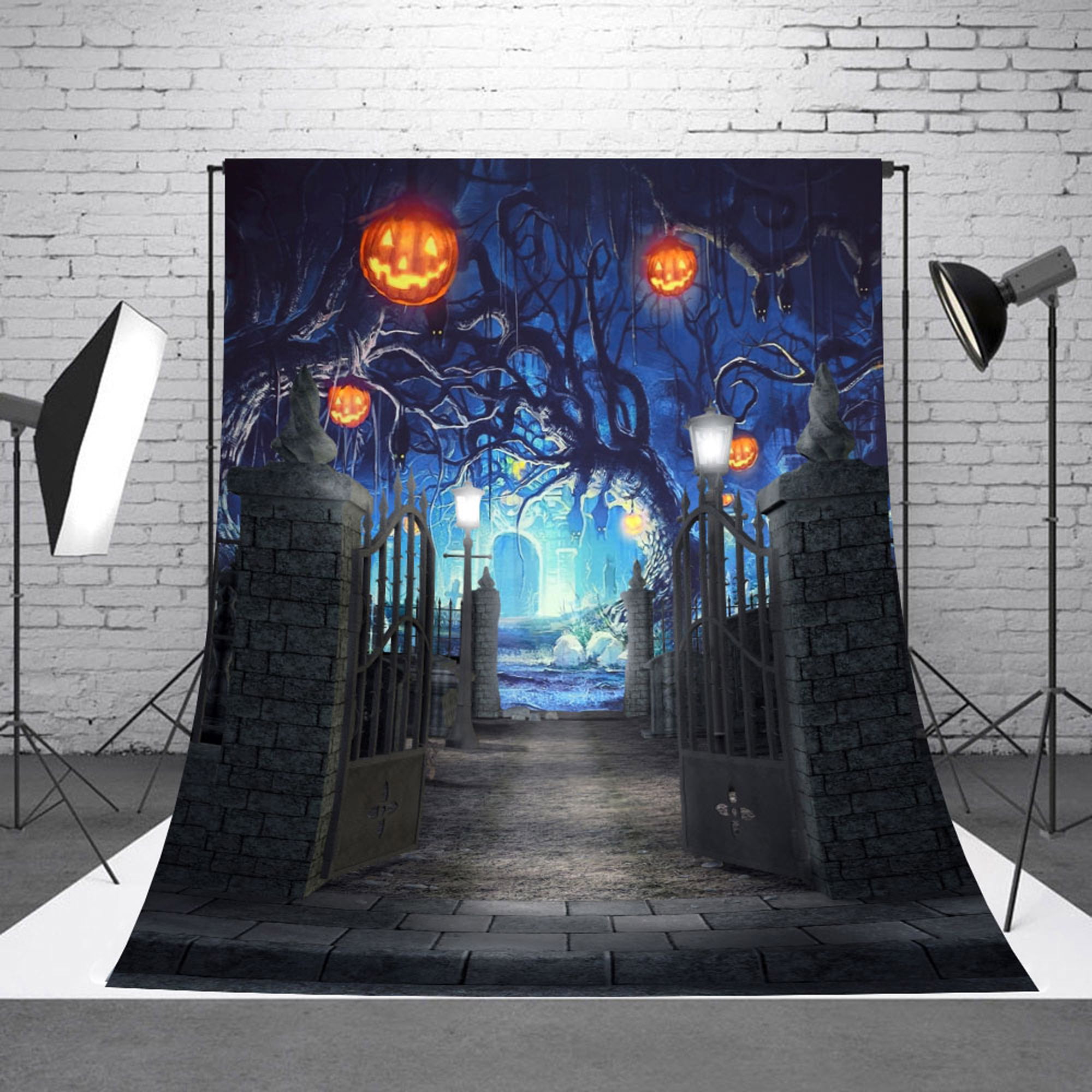 Photography Background Cartoon Halloween Night Theme Party Backdrops Decoration Wall Sticker Poster Studio Photography Background Props Birthday Backgrounds Banner Large Photo Background Wall