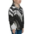 thumbnail image 3 of Disketp Fluid Black White Paint Swirls Youth Hoodie Sweatshirt for Boys Girls Kids Pullover Hooded Classic Casual Essentials Hoodie-Small, 3 of 6