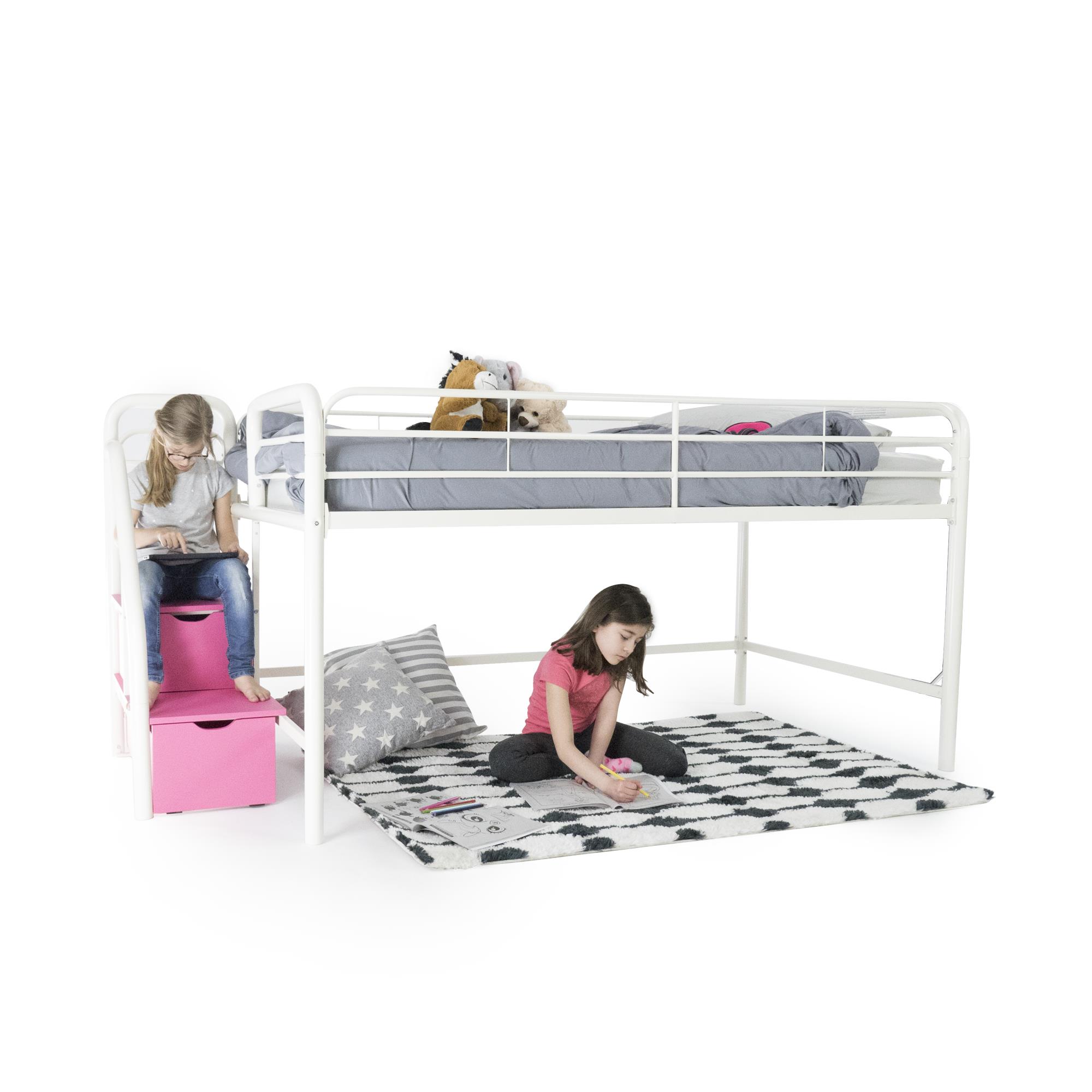 DHP Sol Junior Twin Metal Loft Bed with Storage Steps, Off White - image 3 of 13