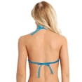 thumbnail image 1 of Fldy Women's Shiny Metallic Keyhole Crop Top Halter Backless Rave Bandeau Vest Bra Clubwear Light Blue One Size, 1 of 6
