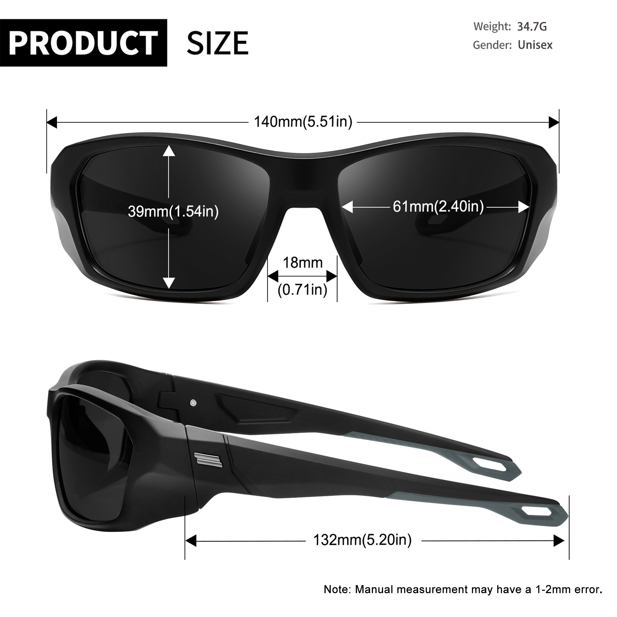 Joopin Polarized Wraparound Sport Sunglasses, Black photo 6
