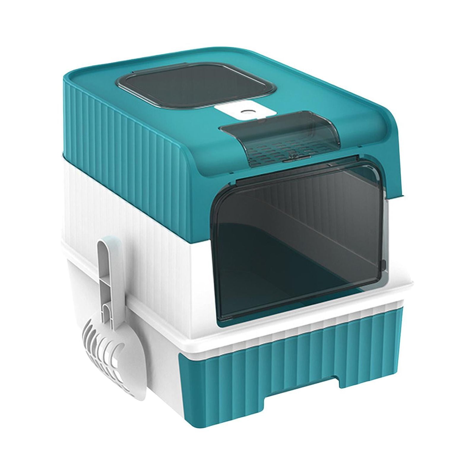 Hooded Cat Litter Boxes for Small, Medium and Large Cat, Easy Access Cat Litter Tray, Fully Enclosed Pet Litter Boxes blue