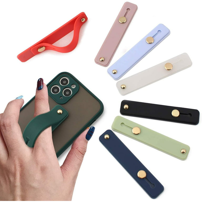 Removable and Reusable Cell Phone Grip Strap, Telescopic Finger Kickstand  Bracket Universal Silicone Phone Holder Stand and Portable Finger Loop for