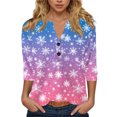 thumbnail image 2 of larppty 3/4 Length Sleeve Womens Christmas Tops Casual Loose Comfort Festival Holiday Party Shirts 2025 (Purple, XL), 2 of 6