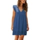 thumbnail image 1 of TRKIYQC, vestido informal para mujer, verano, manga voladora, cuello en V, ahuecado, Mini vestido veraniego, Color sólido, suelto, línea A, vestidos de playa TRKIYQC  moda, 1 of 6