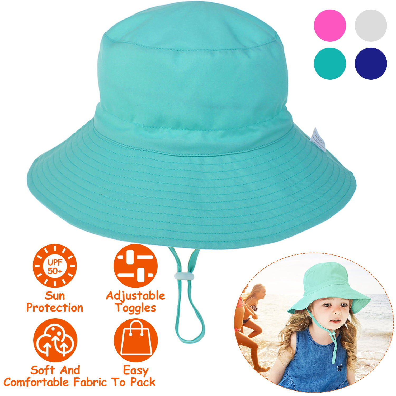 Npolar Baby Toddler Sun Hat UPF 50+ Sun Protective Beach Hat with Wide Brim Bucket Floppy Hat