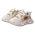 thumbnail image 4 of B91xZ Kids Light Up Shoes Trainers for Toddler Boys Girls Luminous Breathable Walking Flash Sneakers (Beige,11.5), 4 of 7