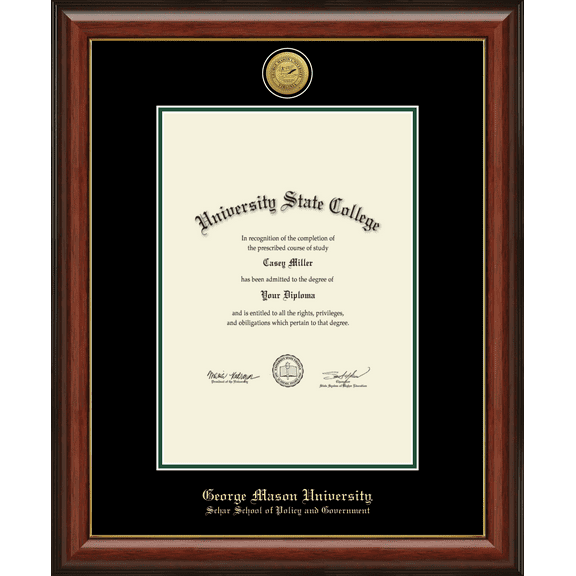 George Mason University Schar School of Policy and Government Diploma Frame, Document Size 10" x 14"