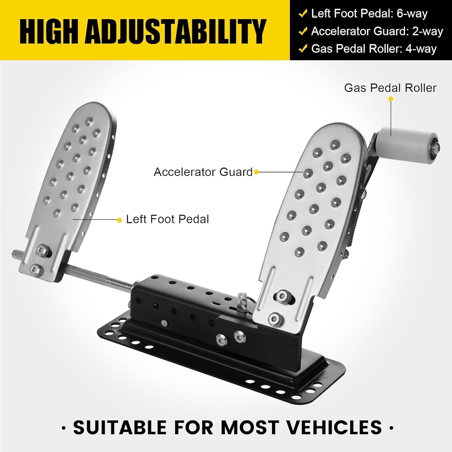 OceanicEcho Left Foot Accelerator Pedal for Drivers with Right Foot Disability - Universal Fit, Quick-Release, Sturdy Design for Automatic Vehicles