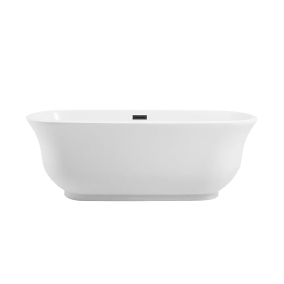 Elegant Kitchen & Bath BT10267GW-MBK 67 in. Soaking Bathtub, Glossy White with Matte Black Trim