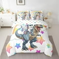 thumbnail image 2 of Manfei Cartoon Dinosaur 7 Pieces Bedding Comforter Set,Cute Unicorn Full Bedding Set,Colorful Stars Rainbow Fitted Sheet Flat Sheet For Girls Boys,Microfiber Bedroom Decor Reversible, 2 of 8