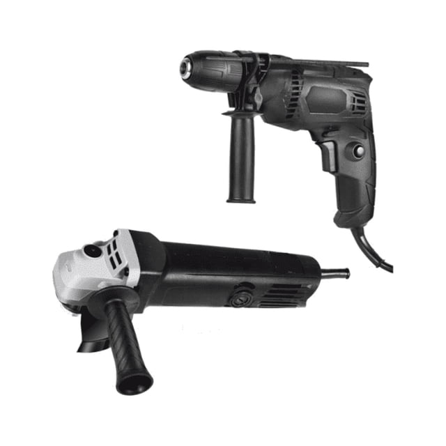 Taladro Rotomartillo 1780w+esmeriladora Con Accesorios 1980w Negro.