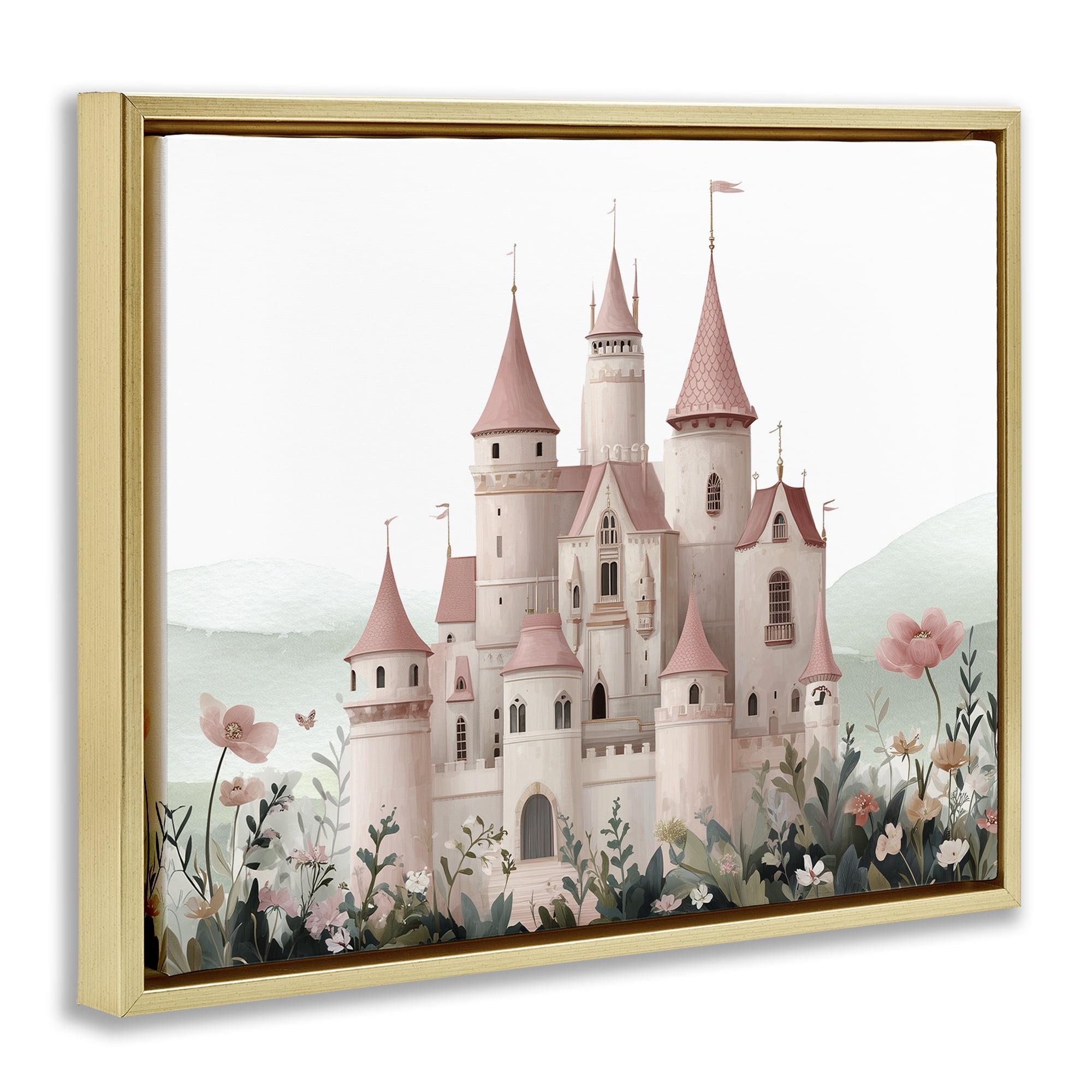 Stupell Industries A Castle For Princess Gold Framed Floater Canvas Wall Art, design by Christine Simpson Art