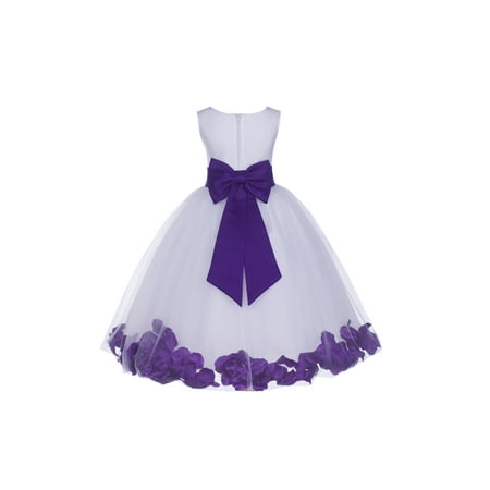 

Ekidsbridal Wedding Pageant Rose Petals White Tulle Junior Bridesmaid Toddler Dress Summer Easter Dress First Communion Girls Clothing Holiday Recital Dress Princess 302T size 10 Flower Girl Dress