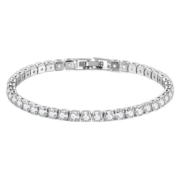 ZSPERKLA 18k White Gold Plated Tennis Bracelet with Crystals Jewelry Gift for Women