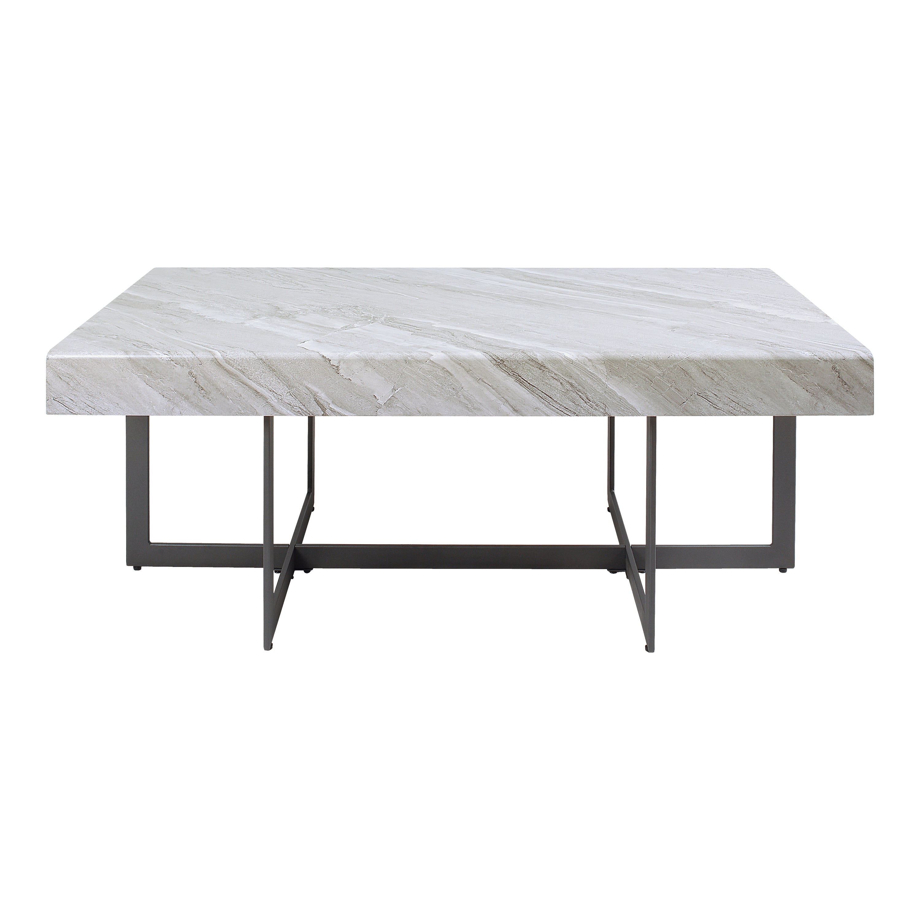 Furniture of America Ariadne 2-Drawer Wood Gray and Gun Metal Coffee Table
