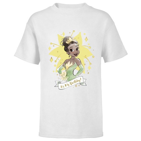 Disney Princess Tiana It’s My Birthday - Short Sleeve T-Shirt for Kids - Customized-White