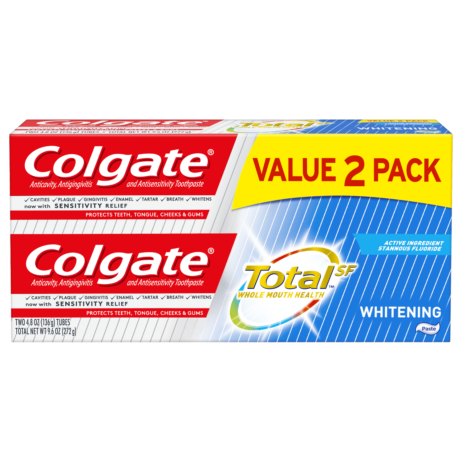 Colgate Total Whitening Toothpaste Gel, 4.8 oz. 2pack