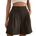 thumbnail image 2 of Lroveb High Waisted Shorts for Women Womens Shorts Casual Summer 2024 Trendy Elastic Back Wide Leg With Pockets Knee Length Pleated Coffee, 2 of 4