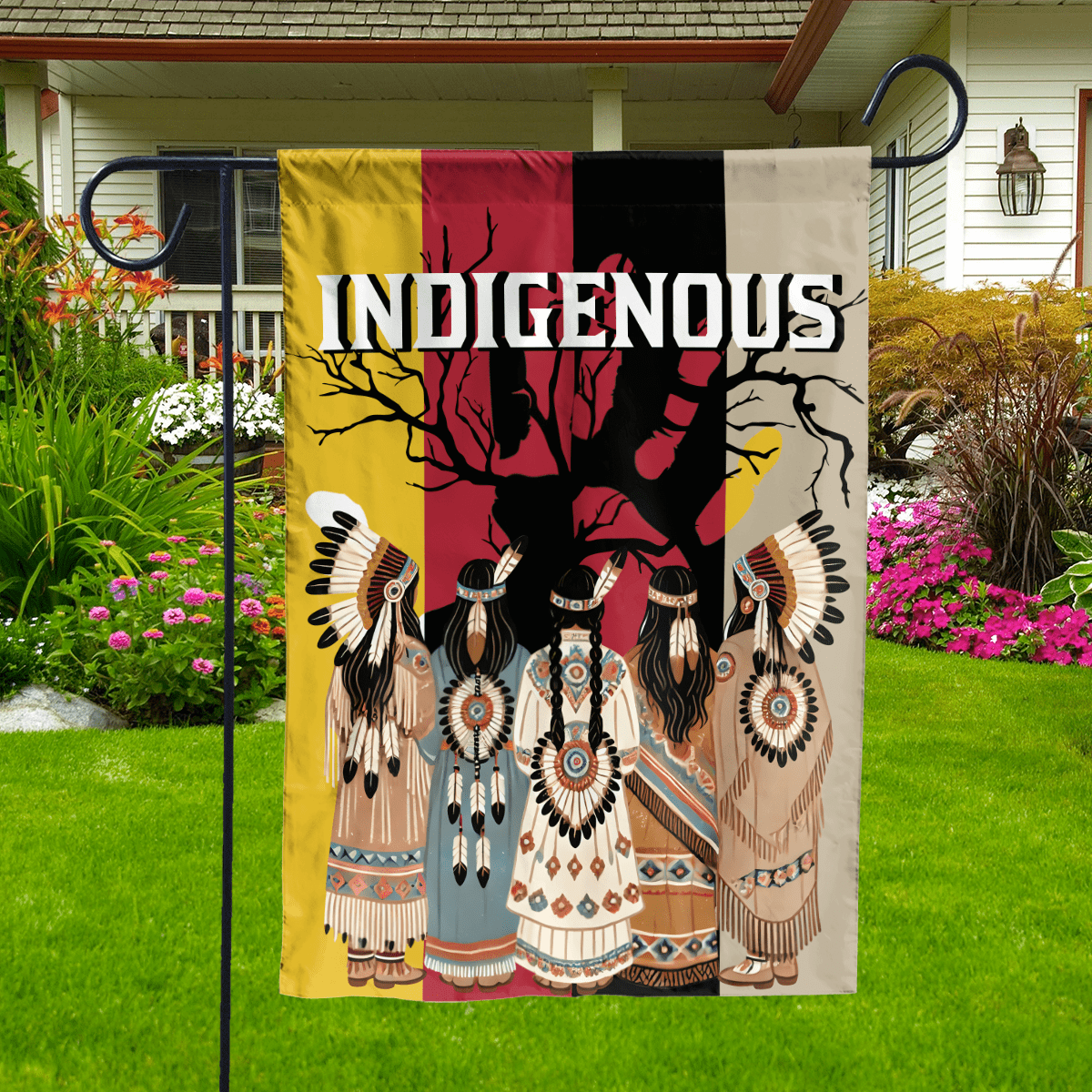 Lotusprinthandmade Women Native America 100% Polyester Garden Flag 28x40 inches