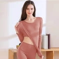 thumbnail image 2 of Women Outfits Solid Color Long Sleeve Tops And Leggings Elastic Thermal Inner Wear Thermal Underwear Warm Holiday Sets For Woman, 2 of 9