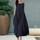 thumbnail image 3 of Vestido largo sin mangas para mujer vestido largo informal de lino y algodón con columpio grande Vestidos femeninos FLhrweasw Nuevo, 3 of 9
