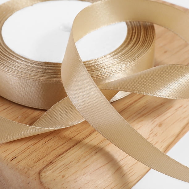 Cinta de satén dorada de 1 pulgada x 100 yardas para envolver regalos, manualidades, hacer moños, decoración de bodas, costura, tarjetas de invitación, ramos de flores y Navidad.