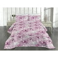 thumbnail image 2 of Ambesonne Floral Quilted Coverlet 3 Pcs, Romantic Magnolia Flowers, Queen Size, Pink and Pale Grey, 2 of 4