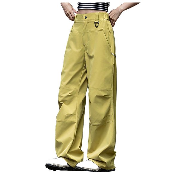 Mustard Yellow Waterproof Straight Leg Plain Long Leg Workout Athletic Brunch Jogger Going Out Trousers Pants for Women Fall Summer Trousers Pants Women 2025 Clothing XXL