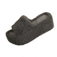 thumbnail image 2 of SUNVIT Womens Gray Pl-sh Platform Slippers - Warm 100% Polyester Open-Toe Shoes, Shock-Absorbing Comfort Indoor Outdoor Fall Winter Slippers for Women (Sizes 36-43),Size 42, 2 of 9