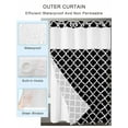 thumbnail image 2 of No Hook Cloth Fabric Shower Curtain with Snap in Liner, Black Morocco Waterproof Shower Curtains Set with See Through Top Window, Boho Modern Minimalist Abstract Geometric Bath Curtains 66"x72", 2 of 6