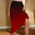 thumbnail image 2 of Kaemgyyd Skirts for Women Summer Gradient Ruffle Hem Flowy Midi Skirt Trendy Elastic Waist Asymmetric Skirt Vacation Beachwear, 2 of 7
