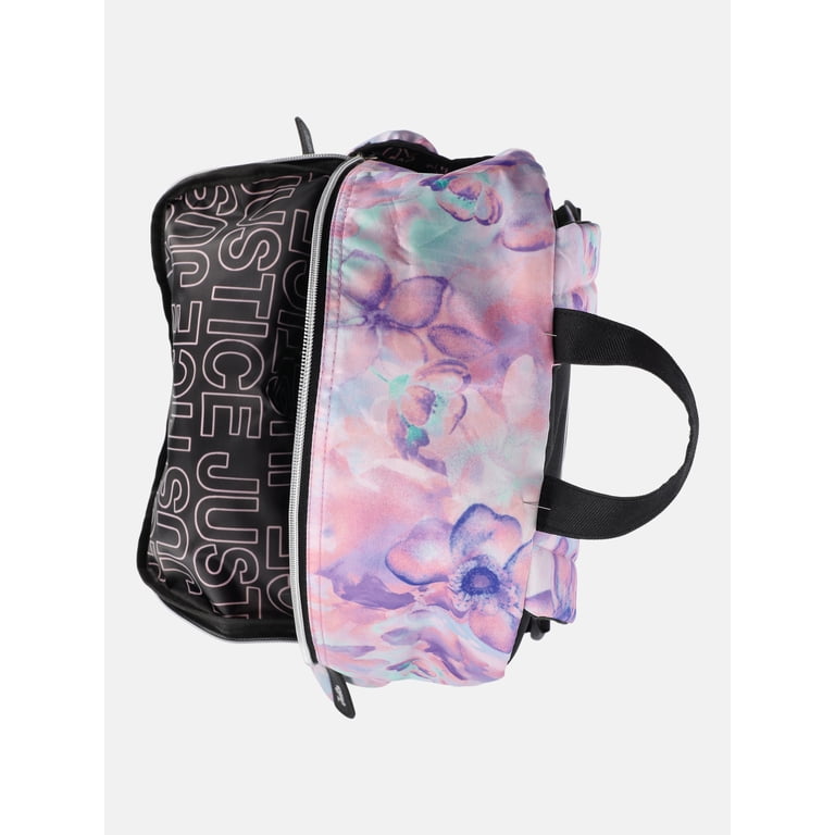 Justice 17 Inch Floral Print Backpack and Lunch Set, Lavender photo 4