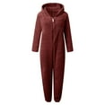 thumbnail image 5 of Tnhcen Women's Plus Size Fleece Pyjamas,Fluffy Soft Hooded Pyjama Set Winter Fall Cat Ear Pockets Sleeping Jumpsuit Cute Fleece Pajamas Suit Hooded Sleepwear Bodysuit, 5 of 6
