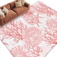 thumbnail image 2 of Pink Coral Area Rug 6x9 FT, Non Slip Living Room Throw Carpet, Coastal Nautical Ocean Starfish Conch Washable Soft Large Floor Carpet Non-Shedding Rug for Bedroom Dining Room Play Room, 2 of 9