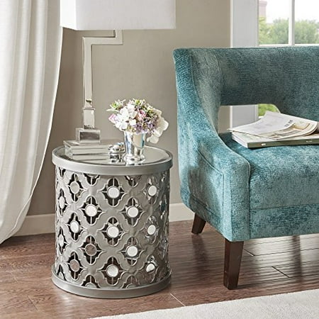 table silver accent end mirror quatrefoil furniture modern tables glam living room metal mirrored madison orchid side olivia glass park