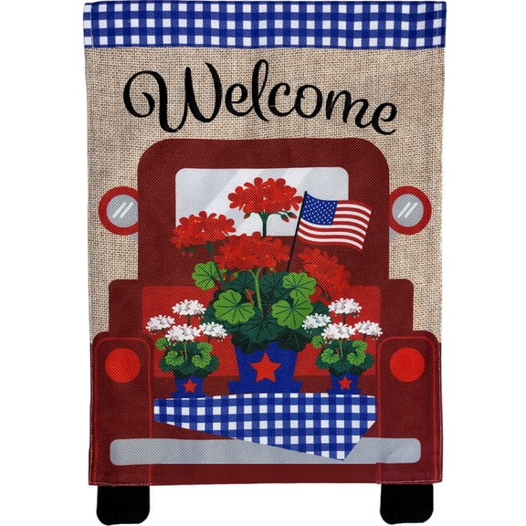 Briarwood Lane Summer Garden Flag 12x18 For Outdoor Red Truck Burlap Patriotic For Summer Garden Flag Flags For Outside