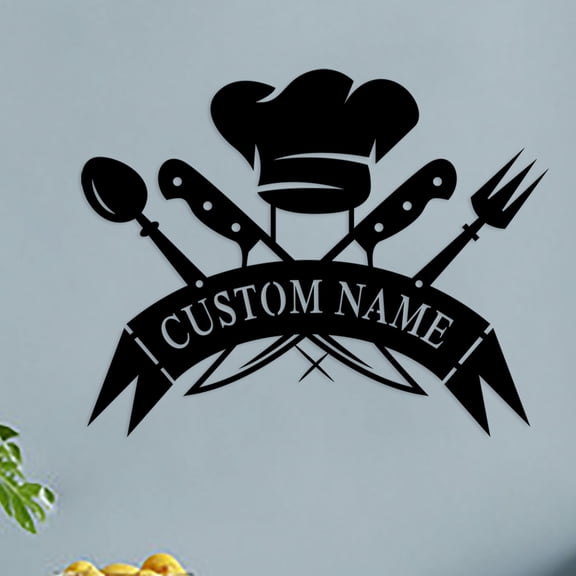 Personalized Chef Hat Metal Wall Art, Custom Chef Name Sign Decoration For Room, Chef Hat Metal Decor, Custom Chef Name