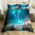 thumbnail image 2 of Erosebridal Mgaic Tornado Duvet Cover Full, Cool Lighting Storm Bedding Sets Full Size, Cartoon Weather Theme Decor, 3pcs, 2 of 5