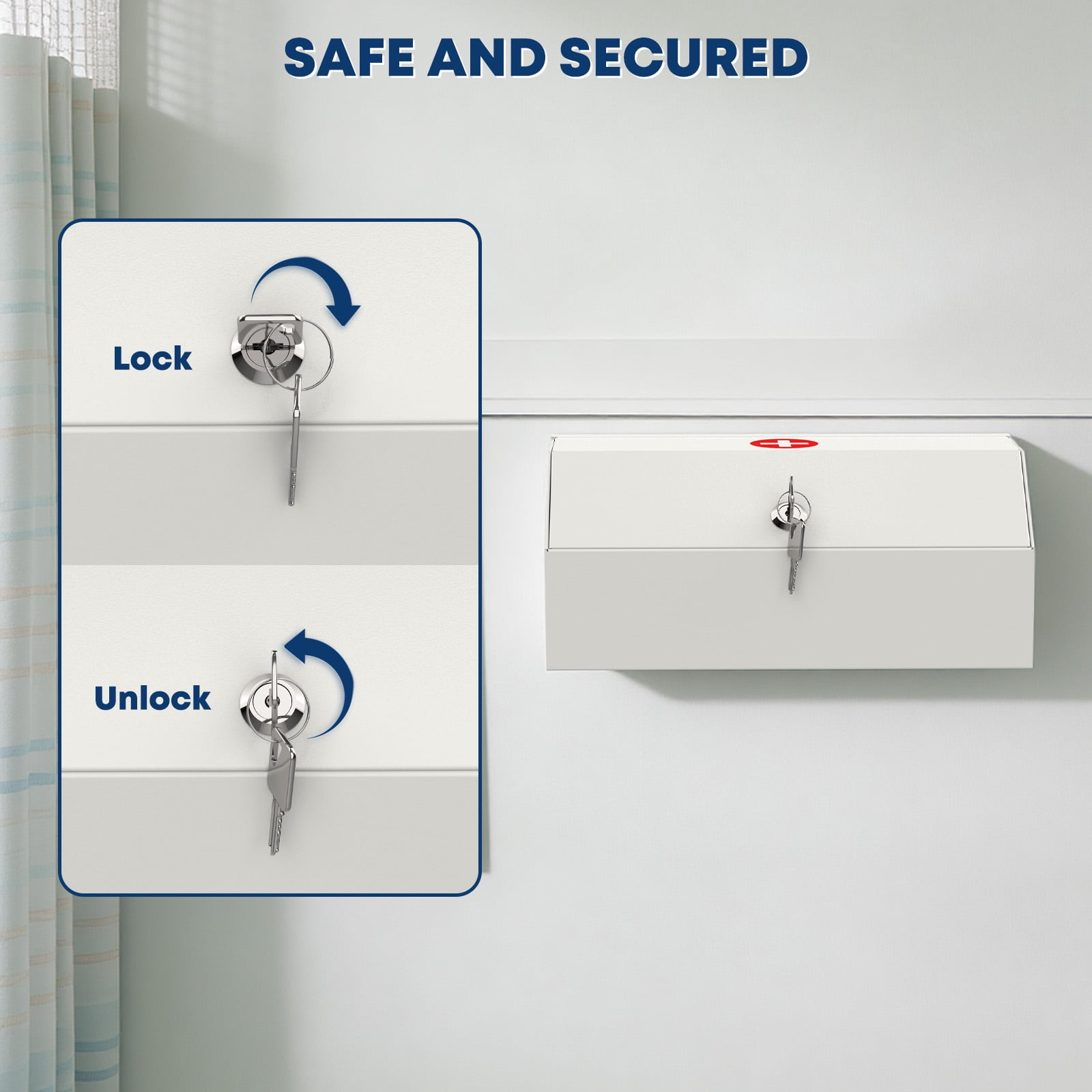 Medication Lock Box - Lockable Medicine Cabinets Wall Mount for Prescriptions and Personal Medicines