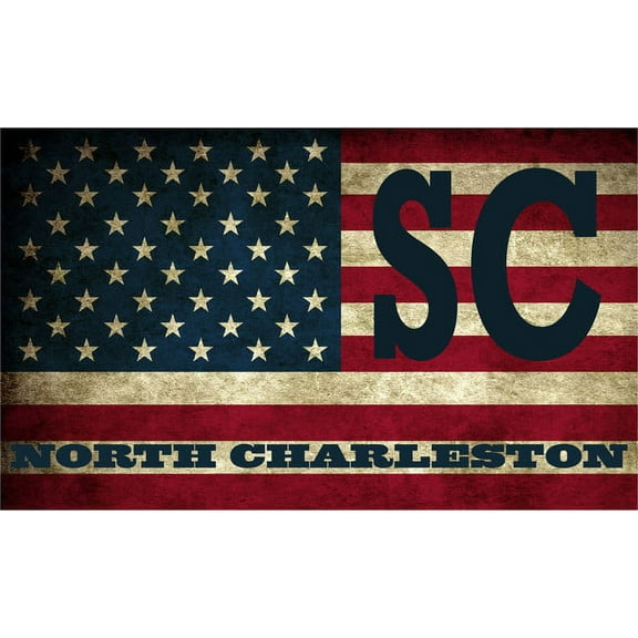 North Charleston SC South Carolina Charleston County Vintage US Flag Decal Bumper Sticker 3M Vinyl 3" x 5"